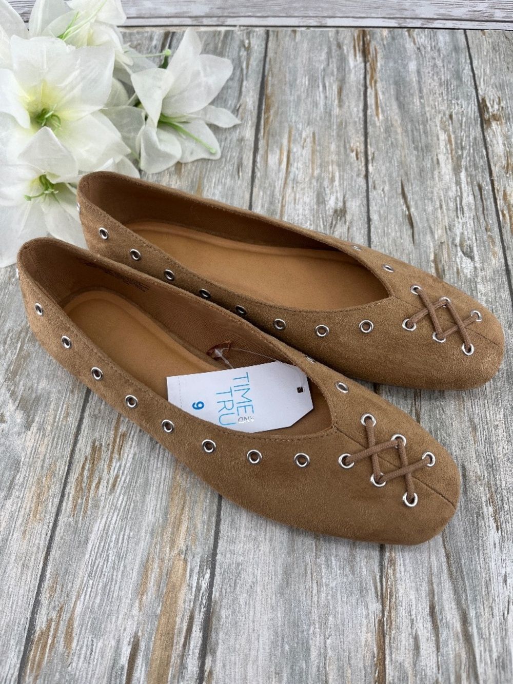 Women’s Faux Suede Corset Ballet Flats Shoes Size 9